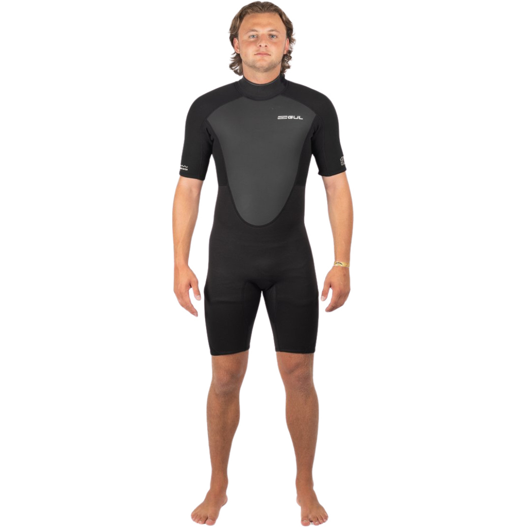 2025 Gul Mens Response 3/2mm Back Zip Shorty Wetsuit RE3319-C1 - Black